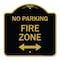 Signmission Fire Lane W/ Bidirectional Arrow, Black & Gold Aluminum Architectural Sign, 18" x 18", BG-1818-23990 A-DES-BG-1818-23990 - alternate 1